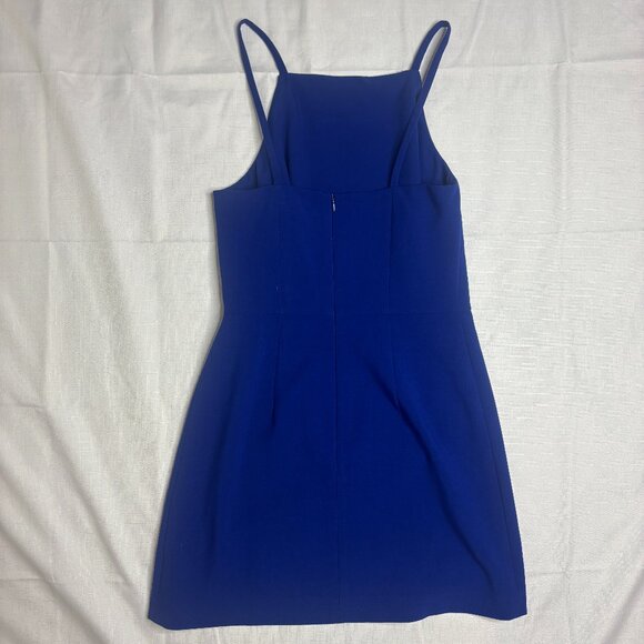 French Connection Mini Dress Royal Blue Whisper High Neck Spaghetti Strap Size 6 - Picture 3 of 5